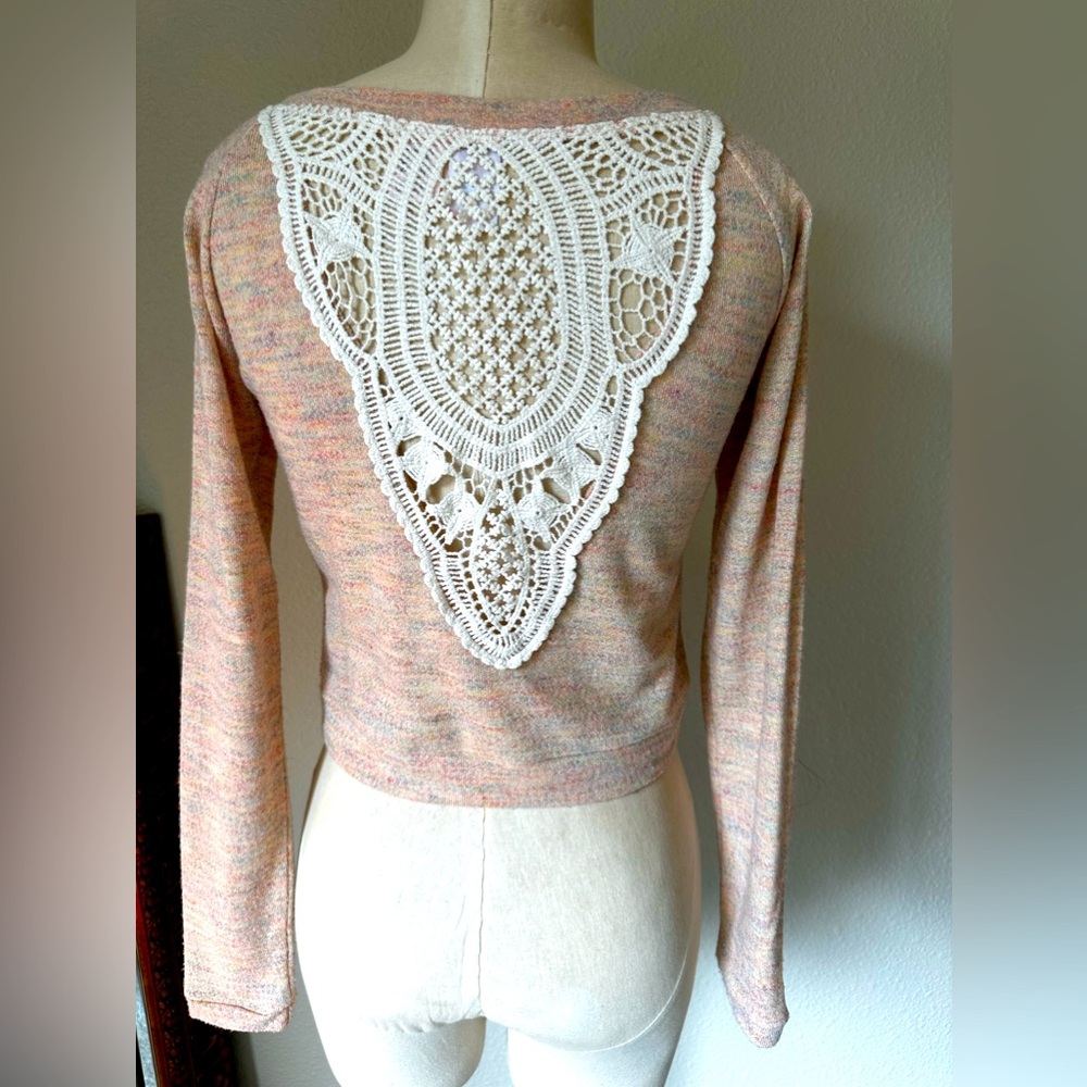 Twisted Angels Crochet Back Sweatshirt